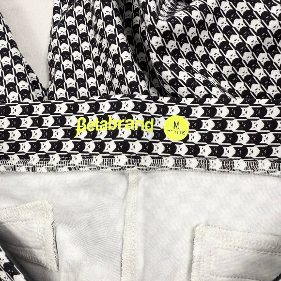 Betabrand Women's Pencil Dress Pant Skinny Leg Medium Petite Black White Cat - Picture 3 of 14